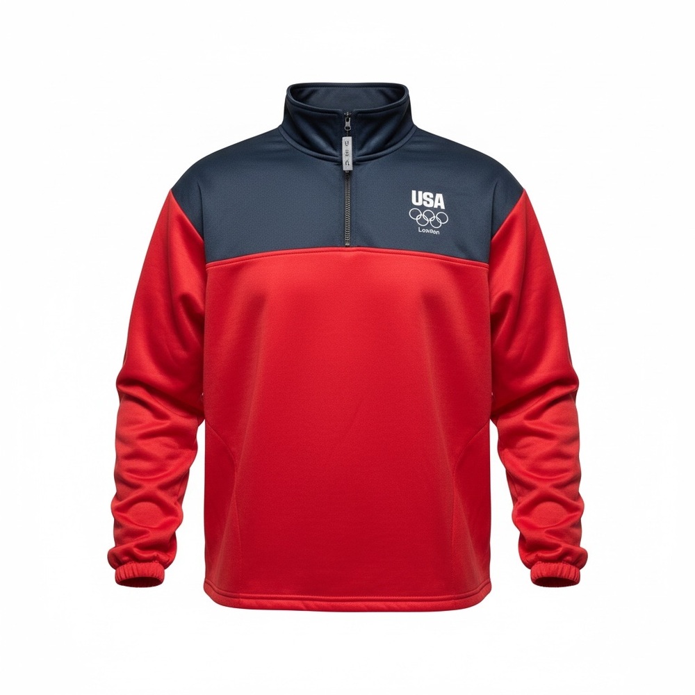 USA Olympic Half-Zip Pullover in Red and Navy